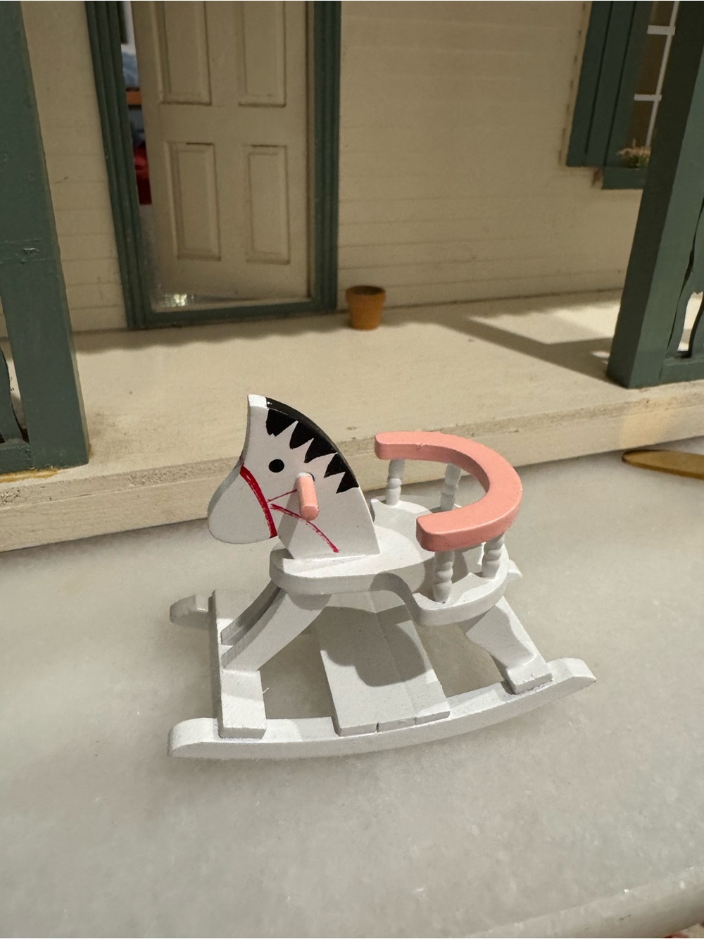 1:12 dollhouse wooden rocking horse - new in box